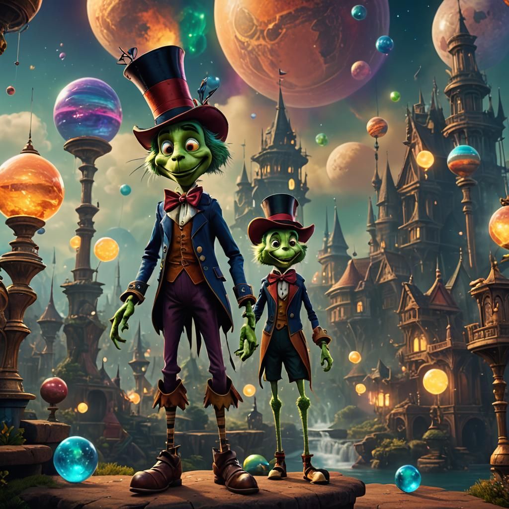 Jiminy Cricket Jester Observes Jupiter: Fantasy Art