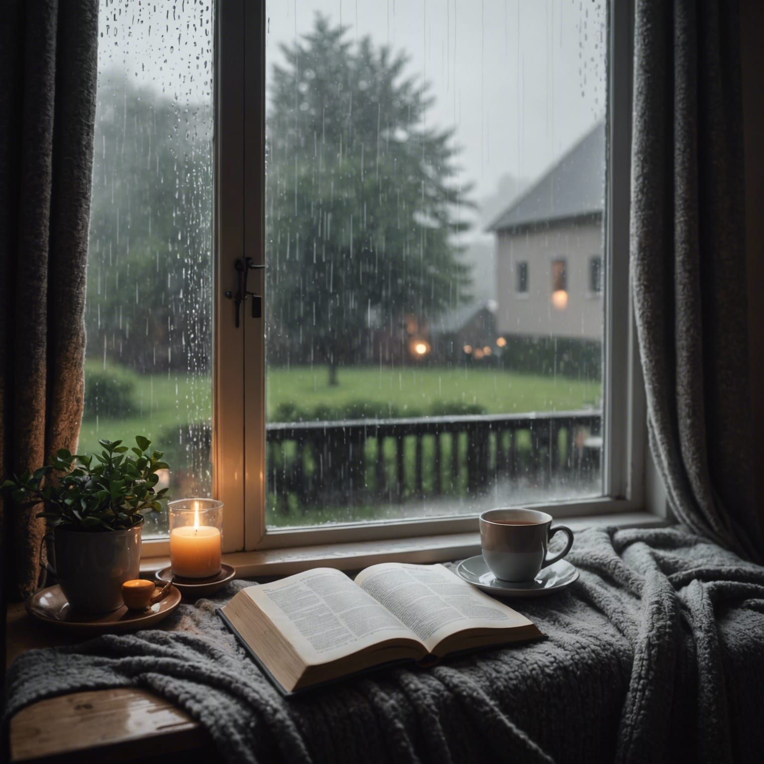Cozy Rainy Day Reading Scene