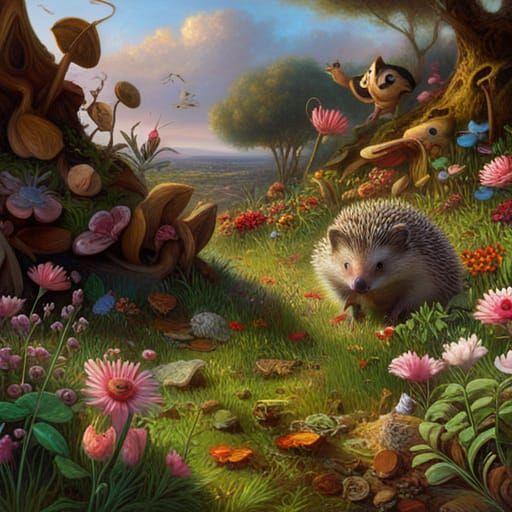 Animals in a Maximalist Garden Painting