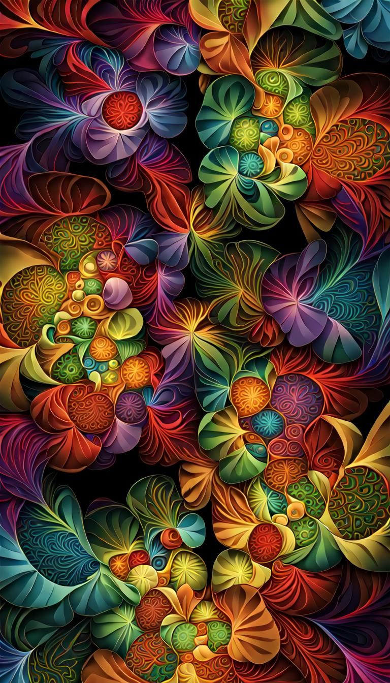 Fractals in Vibrant Multicolor Acrylic Art