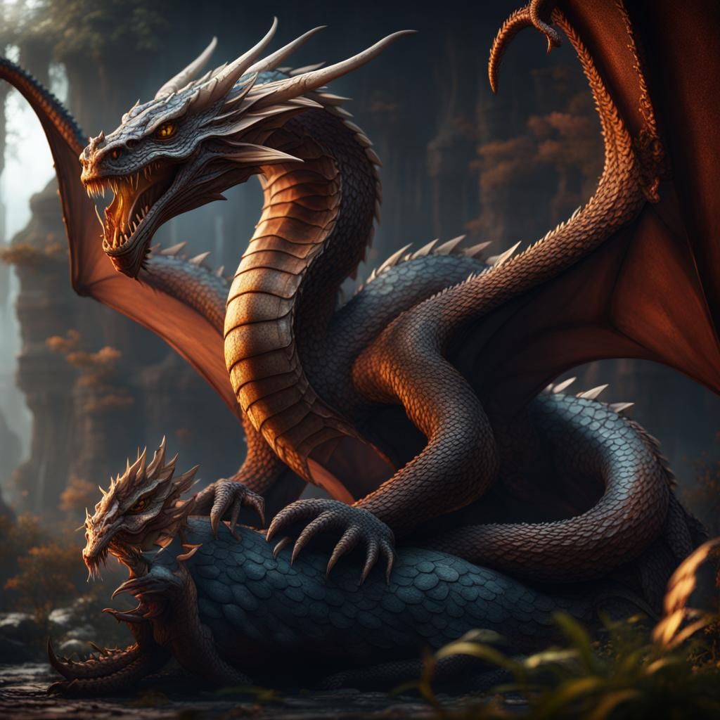 Detailed Dragon Cobra Fantasy Concept Art