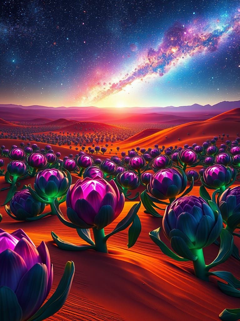 Emerald Desert Oasis in Neon Splendor