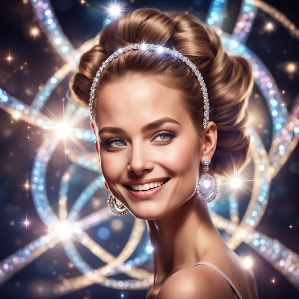 Sparkly Diamond Earrings on a Supermodel Portrait