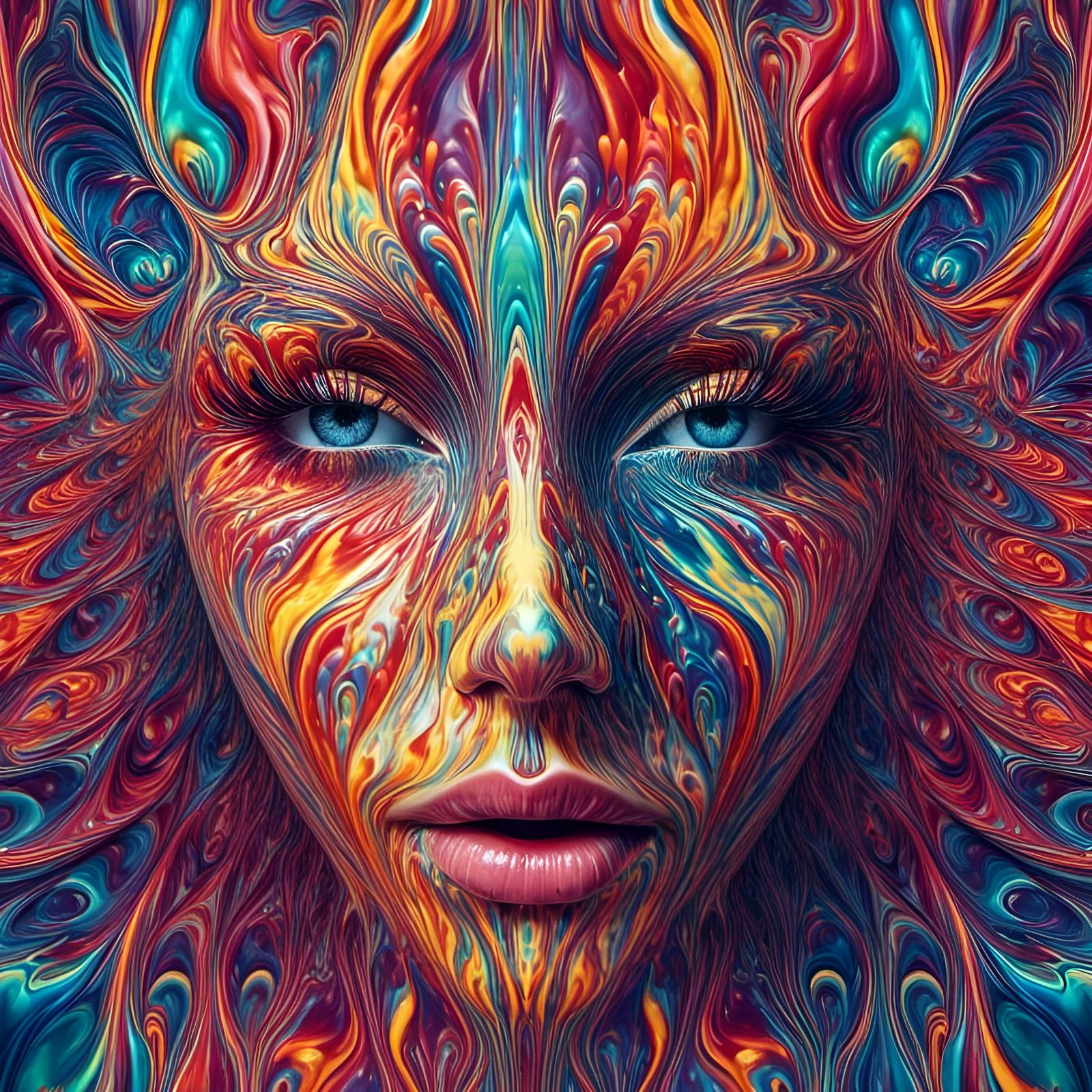 Fractal Recursion Portrait in Vector Art Style