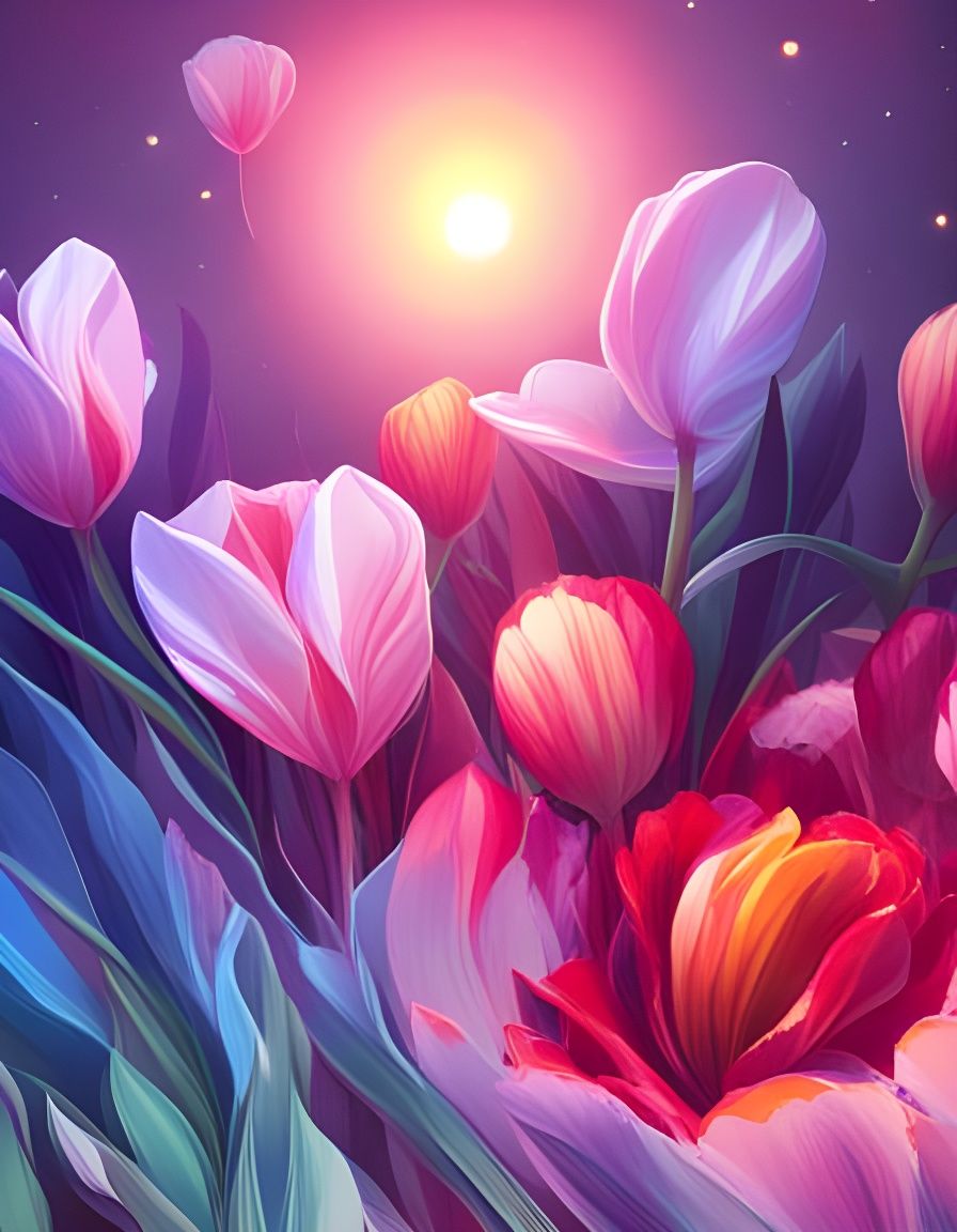 Cosmic Tulips: Hyperdetailed Digital Art