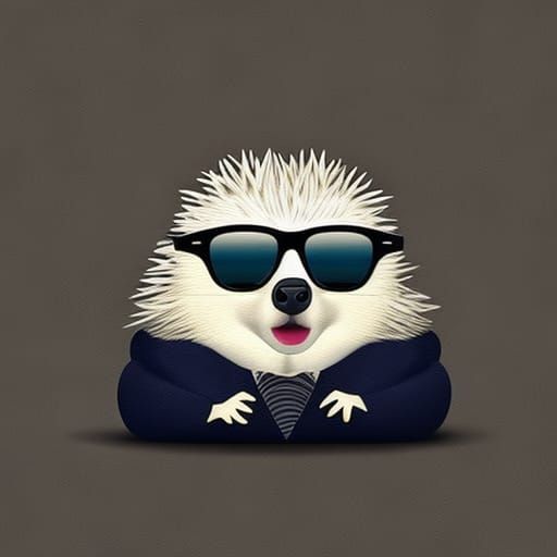 Hedgehog with Sunglasses in Surrealist Style