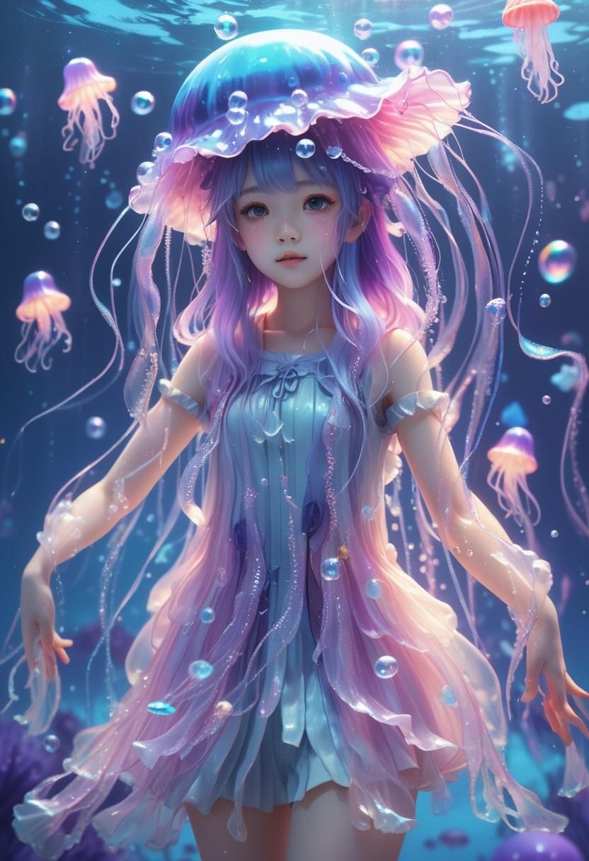 Girl in Jellyfish Hat: 3D Anime Art