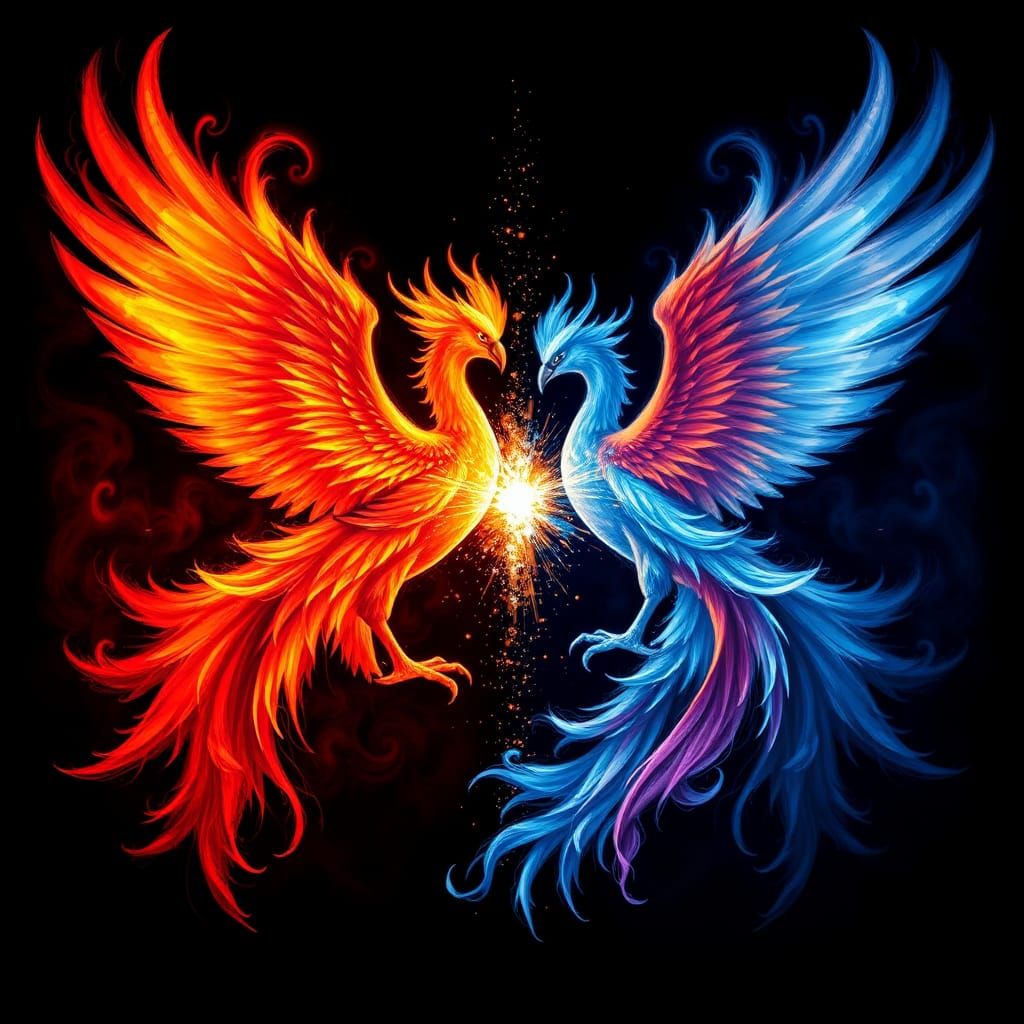Fiery Phoenix Collision: Elemental Forces Unleashed