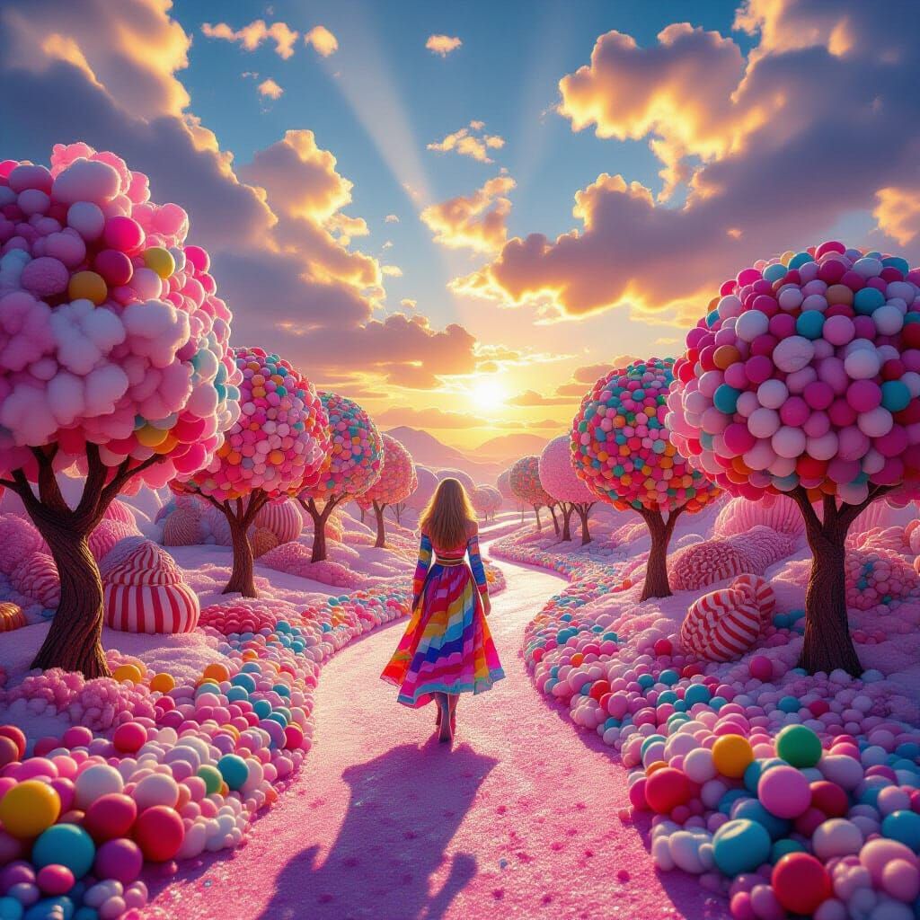 Vivid Figure in Ethereal Candy Land