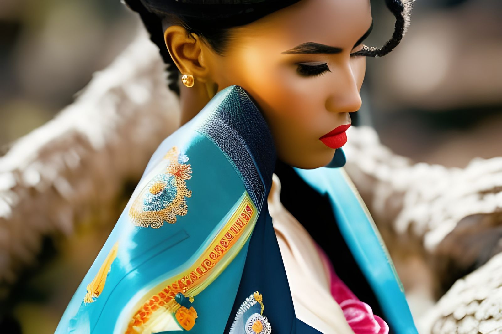Hyperrealistic Portrait of a Young Woman in Fashion Style