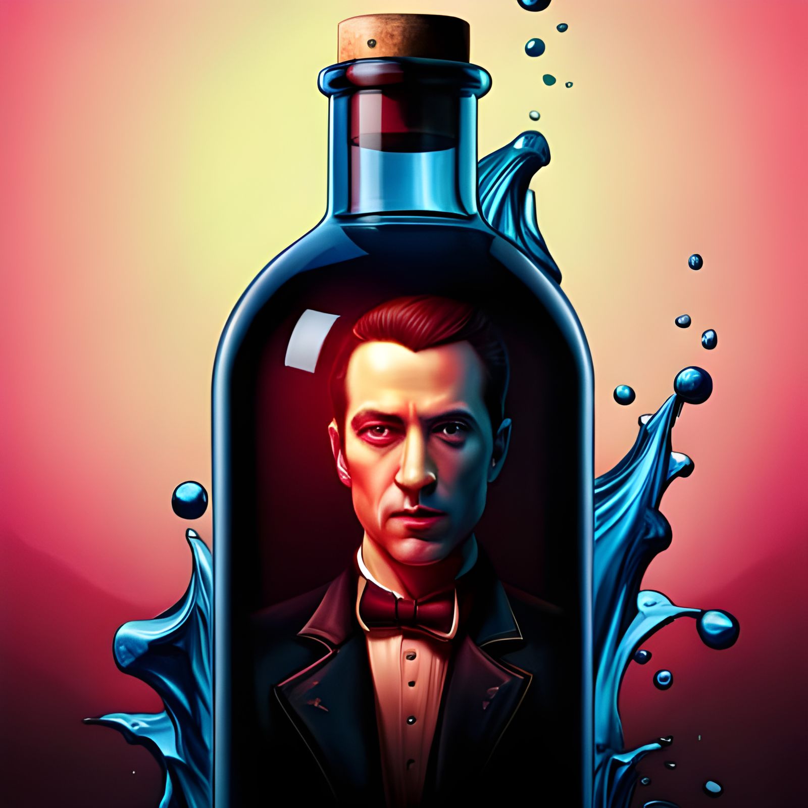 Vampire Trapped: Hyperrealistic Splash Art Portrait