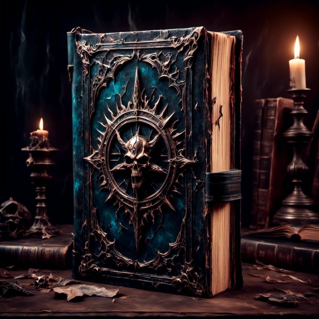Antique Satanic Book in Macabre Fantasy Style