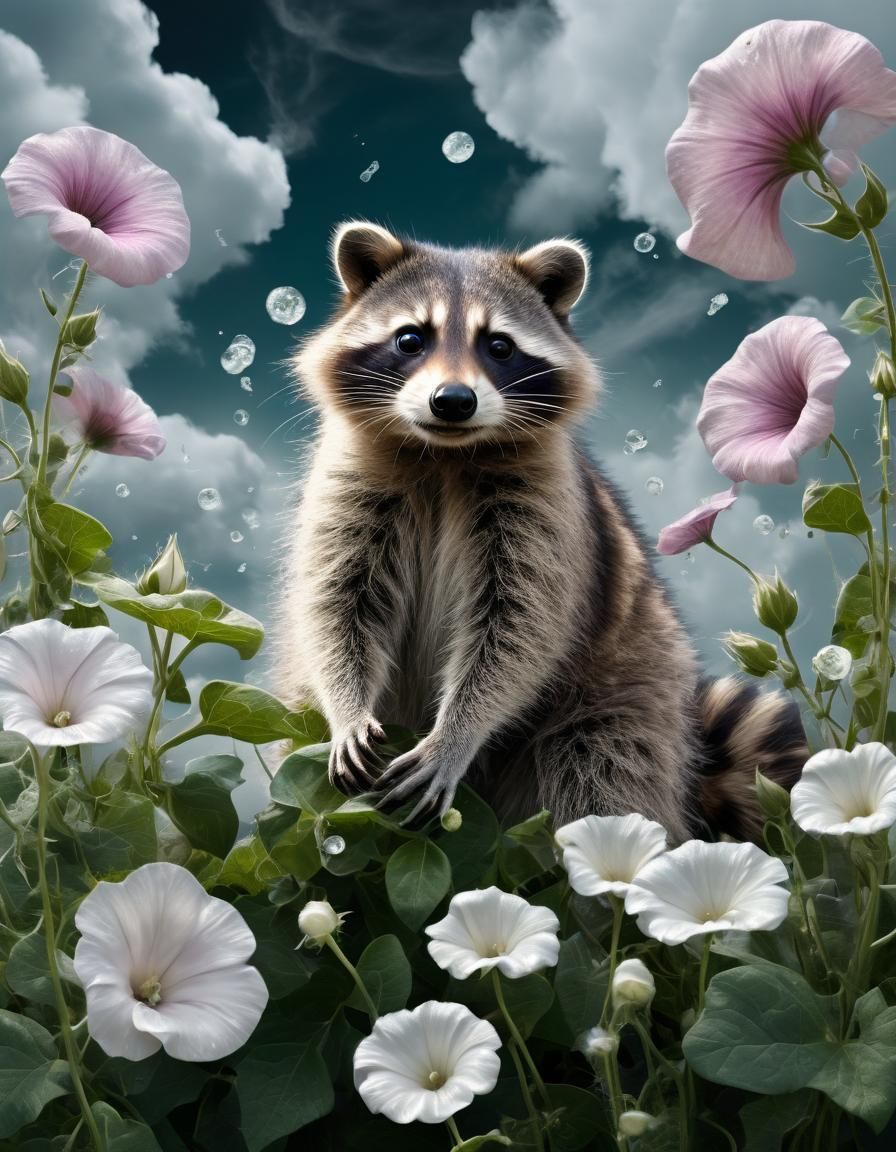 Magical Bindweed with Raccoon in the Clouds
