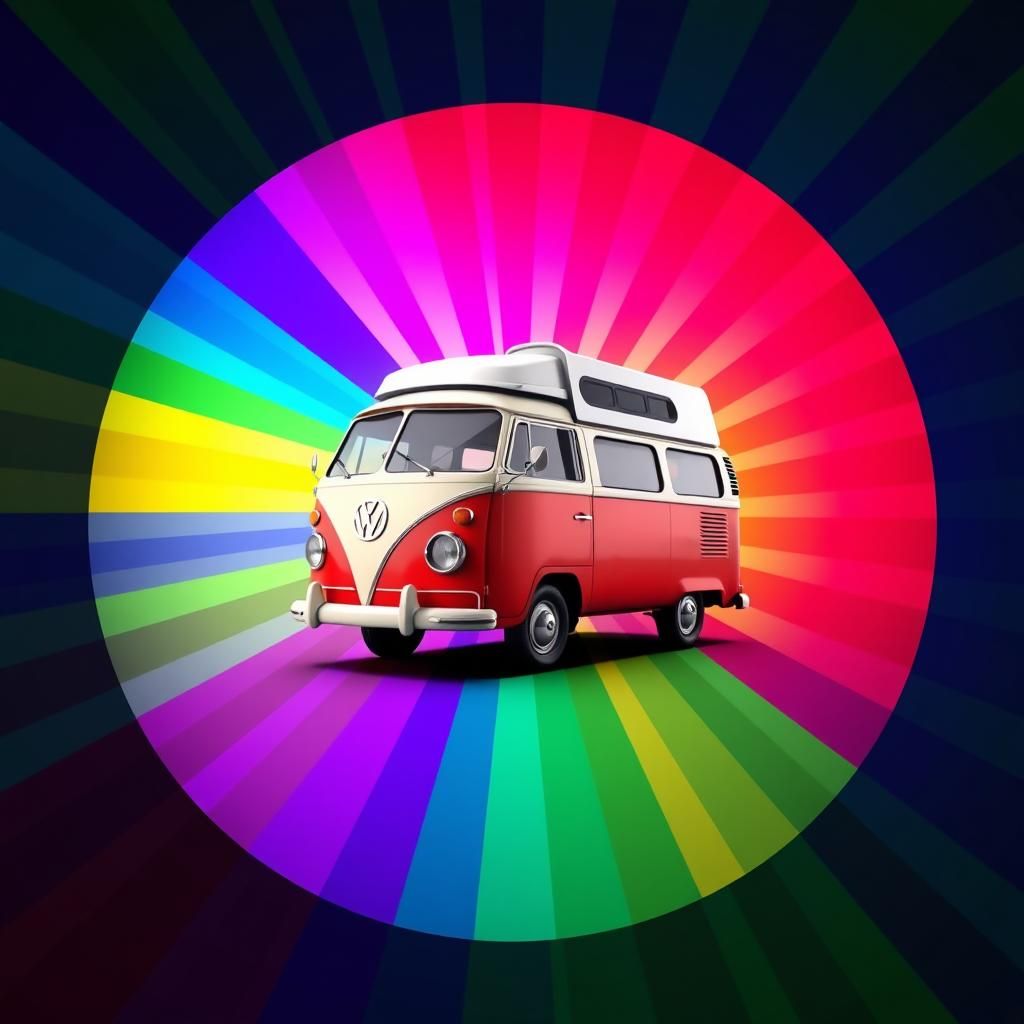 Retro Campervan Graphic in Pixar-Inspired 3D Art