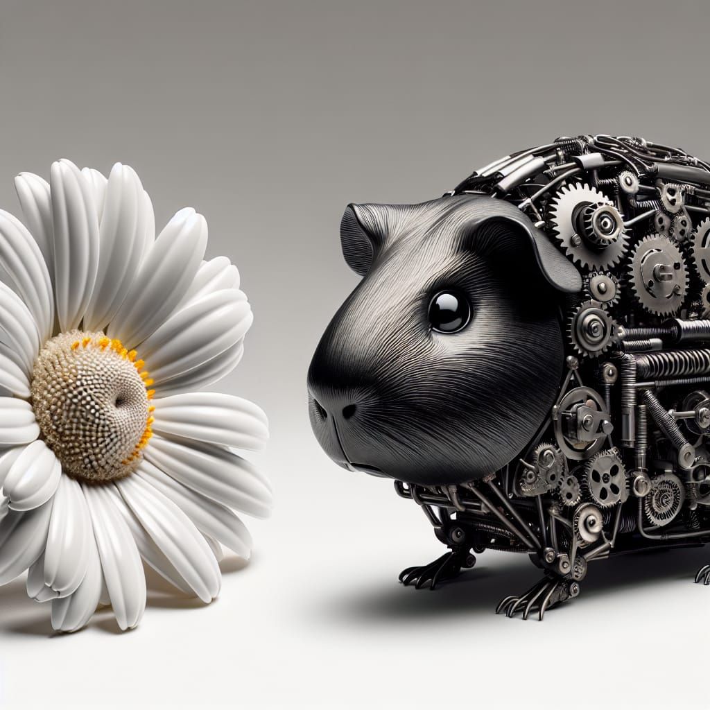 Robotic Guinea Pig with Metal Daisy
