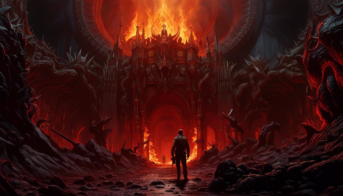 Epic Horror Hellscape in Dark Fantasy Style