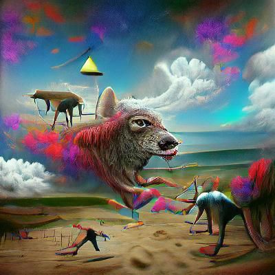 Surreal Psychedelic Wolf Dreamscape