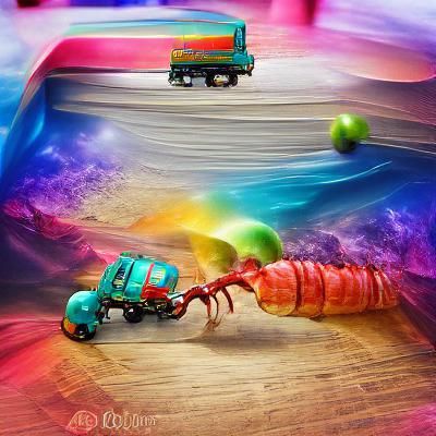 Mantis Shrimp Rides Toy Truck on Infinite Road