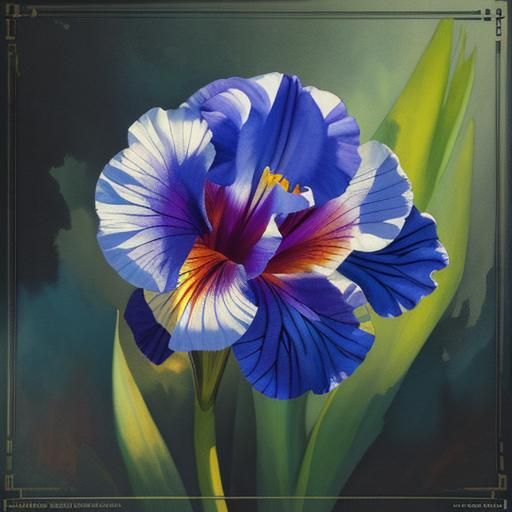 Watercolor Iris Close-Up in Detailed Matte Style