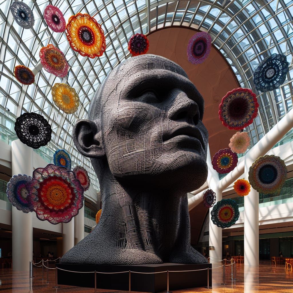 Head-Frame Rubber Painted Industrialcrochet Flower-Dreads