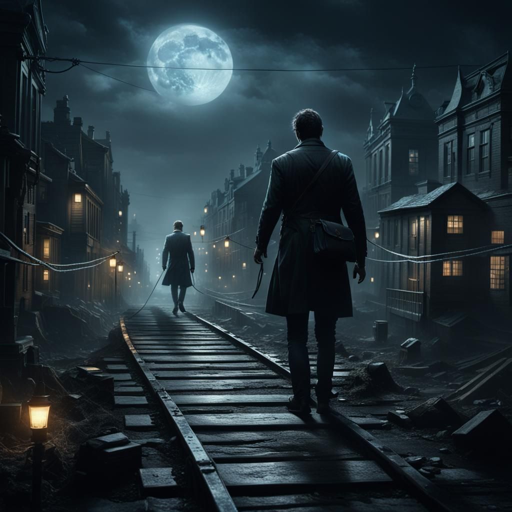 Dreamlike Tightrope Dancer in Dark Fantasy Art