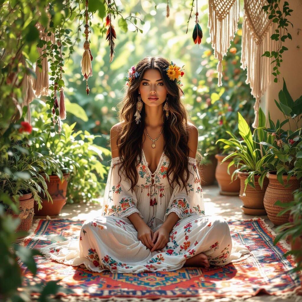 Woman in Overgrown Garden, a Surrealist Painting