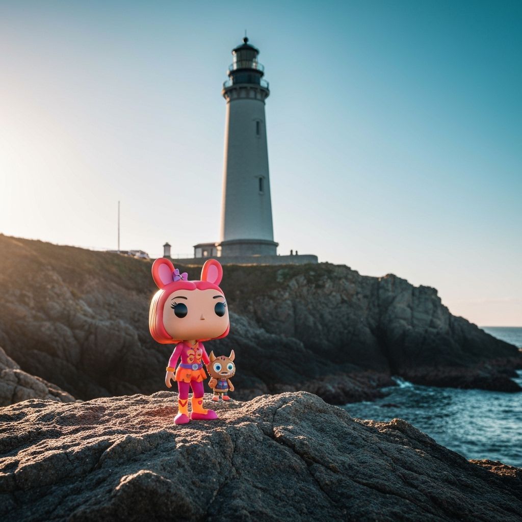 Funko Pop Figure Disney Looking at the Lighthouse and Holding the Fashion Monster Labubu