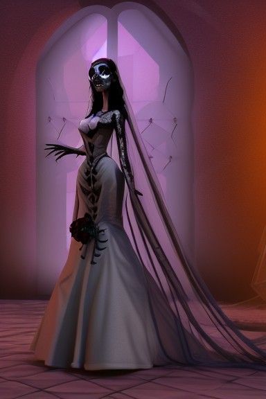 Gothic Horror Undead Bride in 3D Digital Art