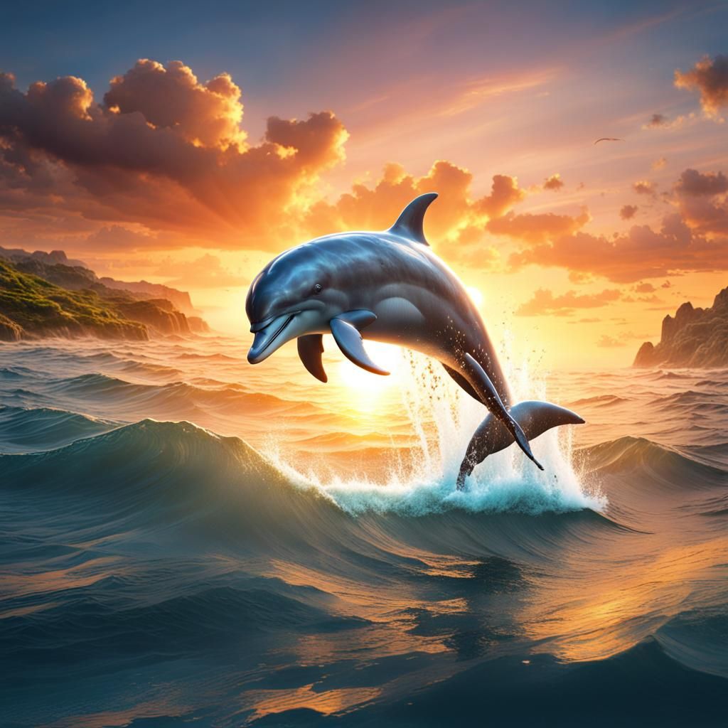Dolphin Sunset: Fantastical Ocean Art in Unreal Engine