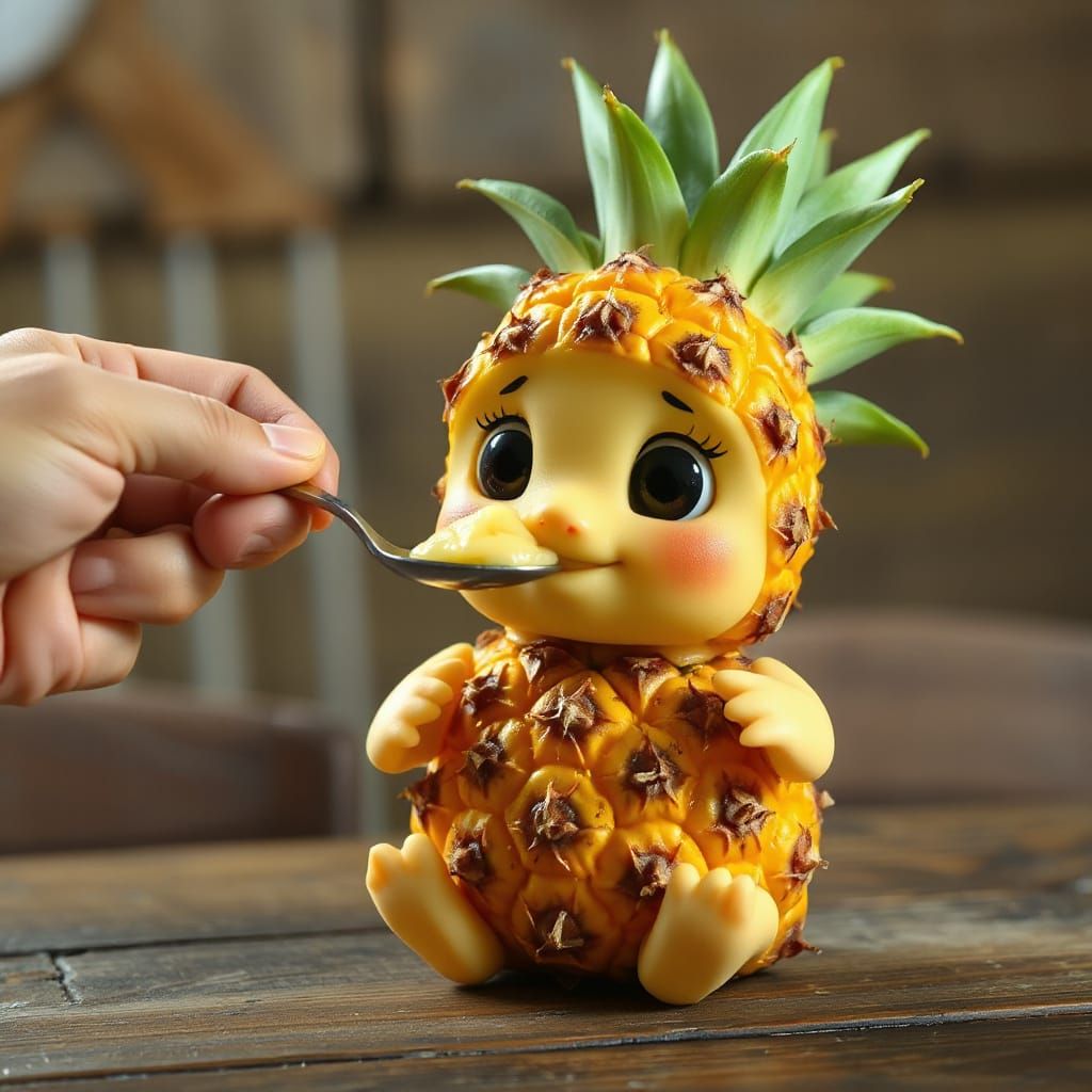 Cute Pineapple Baby Enjoying a Meal