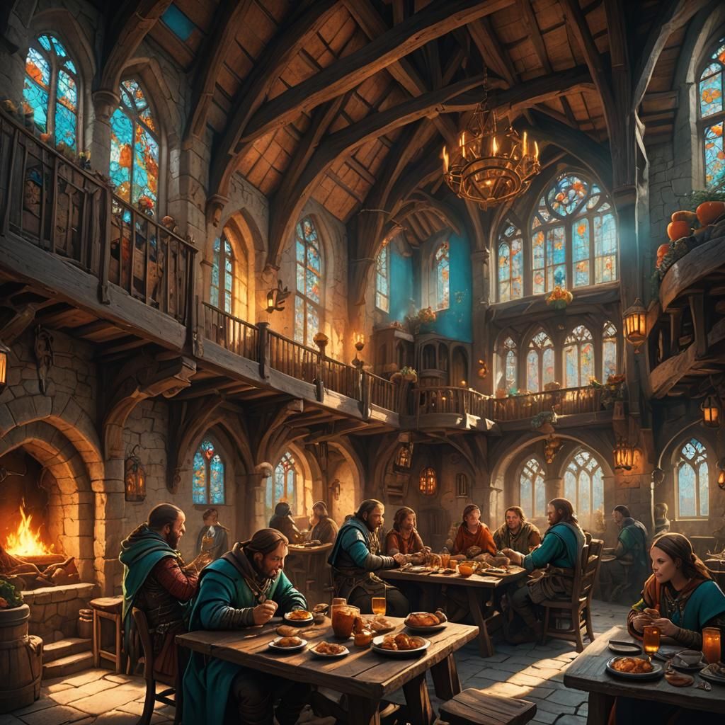 Medieval Inn Breakfast: A D&D Fantasy Art