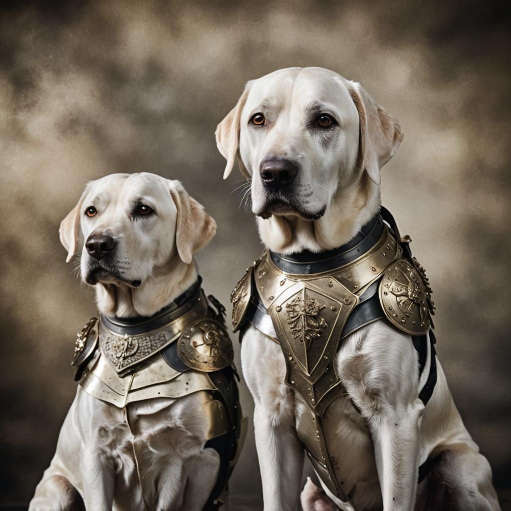 Labradors in Armor: A Military Canine Portrait