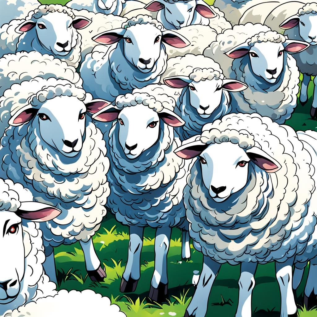 Anime Style Sheep Illustration