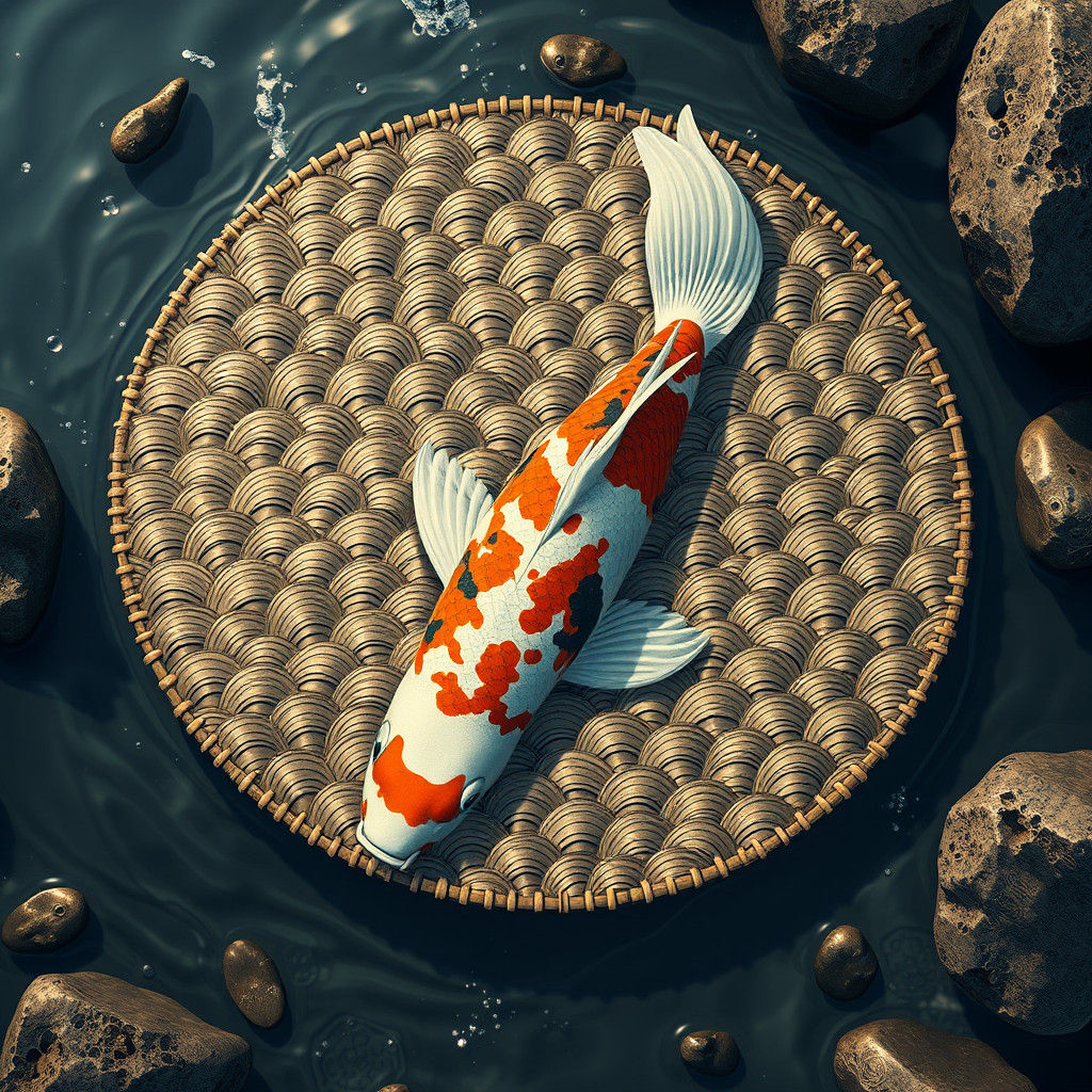 Koi Fish Scales Woven Mat in Clear Stream