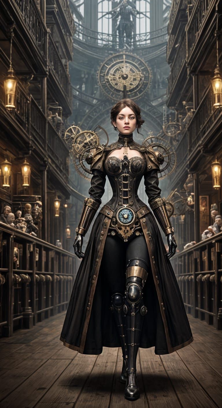Clockwork Woman with Prosthetic Limbs in 3D