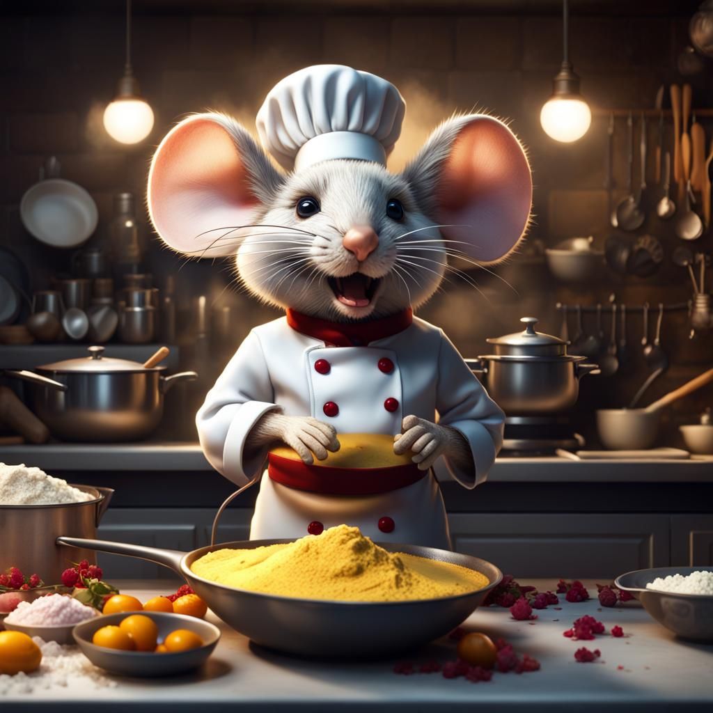Mouse Chef Portrait in Detailed Matte Style