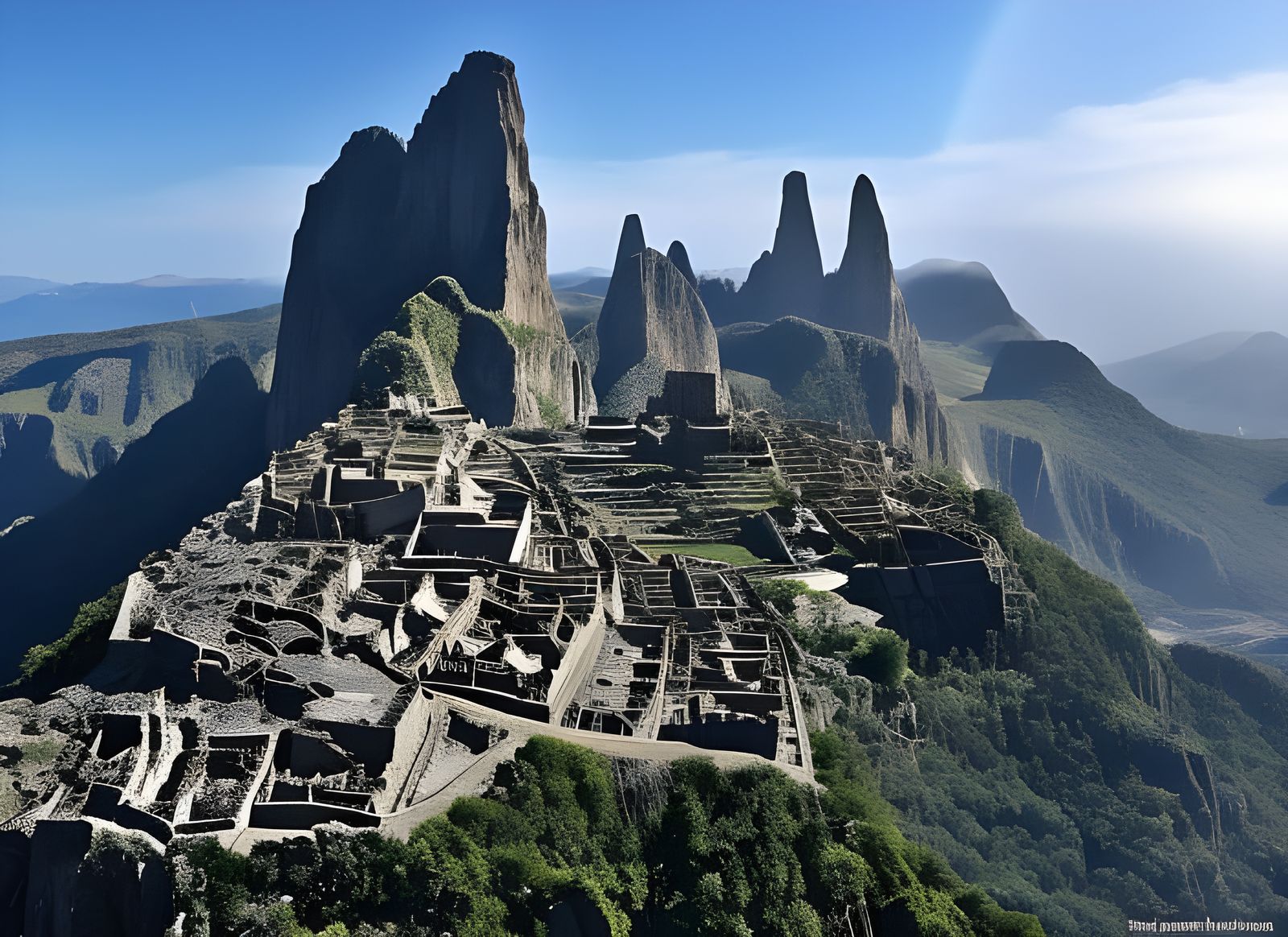 Epic Deconstructed Cityscape: Hyperdetailed Aerial View