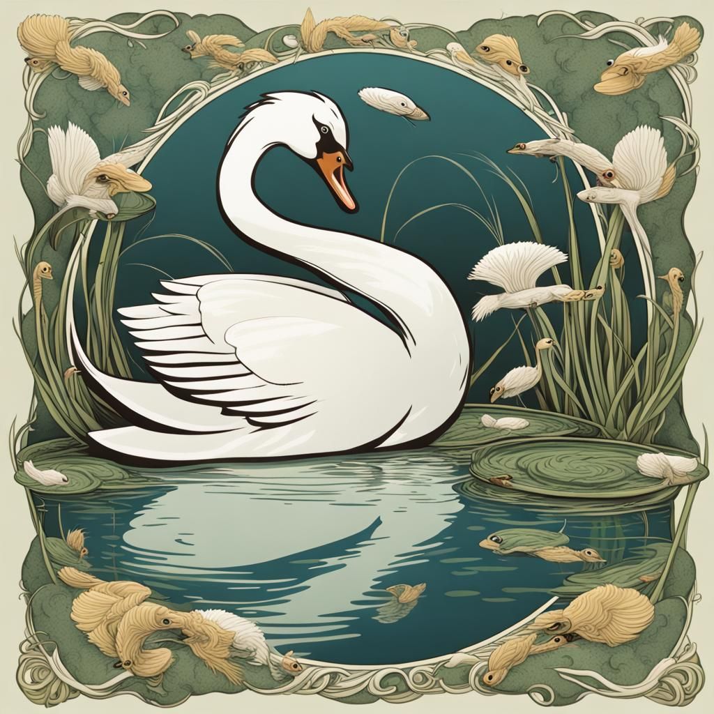 Art Nouveau style: White swan