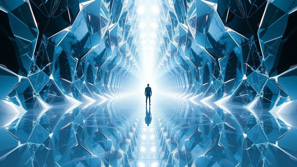 Surreal Futuristic Landscape with Boundless Mirrored Expanse