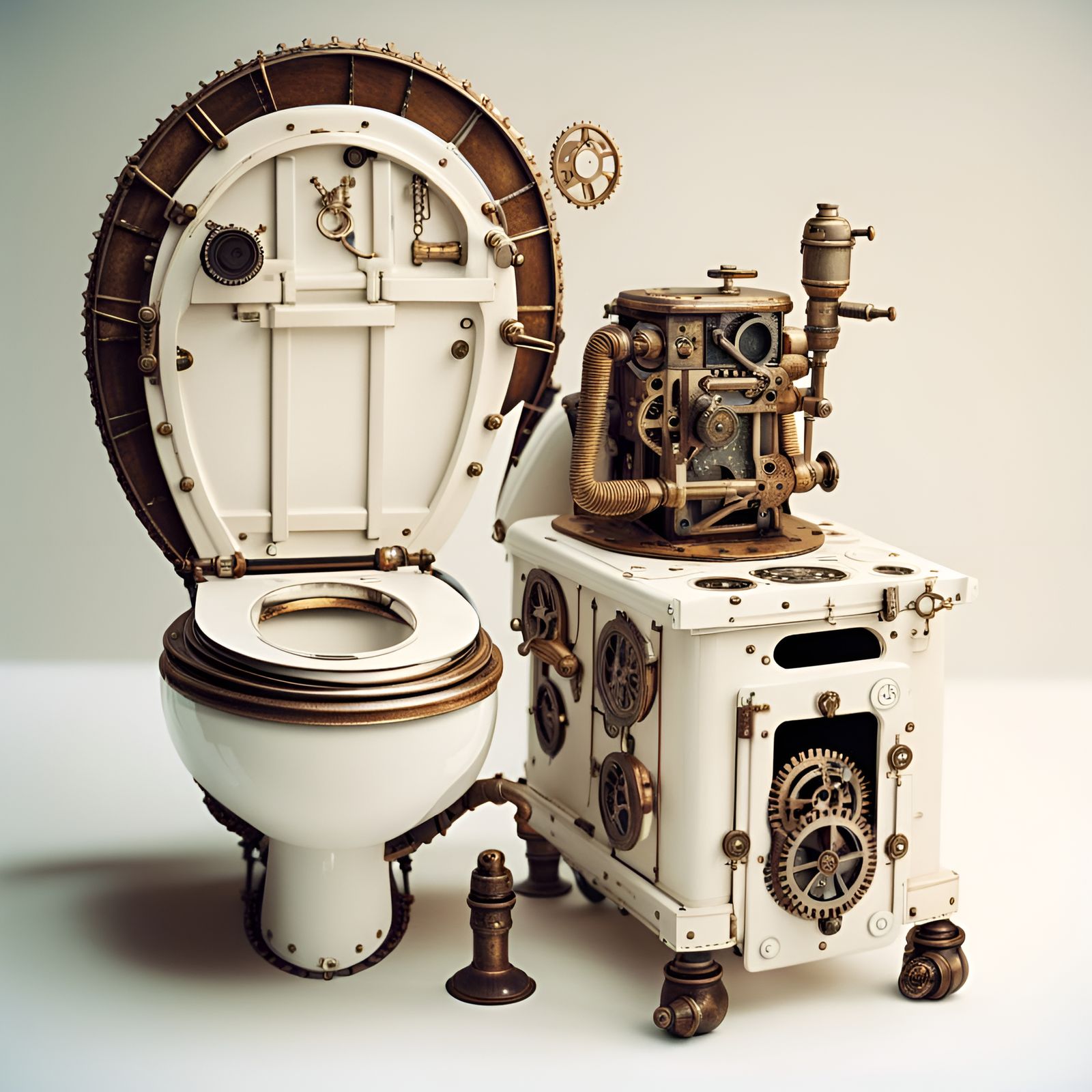 Steampunk Toilet in White Room, 35mm Photography