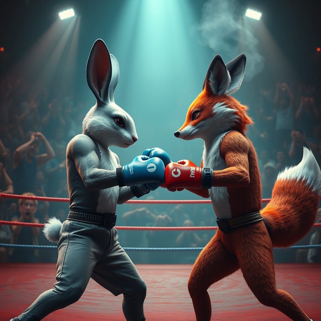 Anthropomorphic Animals Clash in a Hyper-Real Boxing Ring
