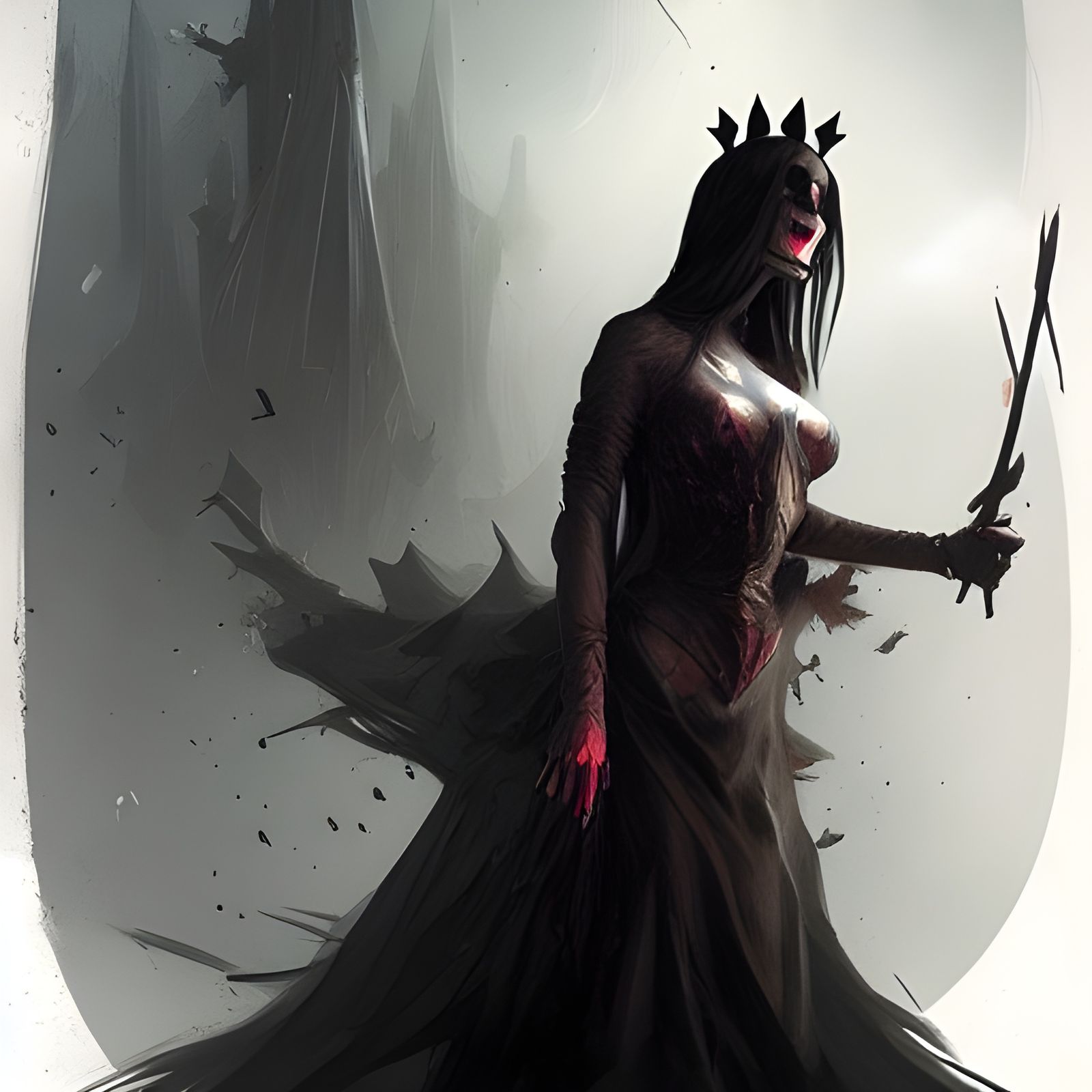 Sinister Queen of Death in Dark Fantasy Style