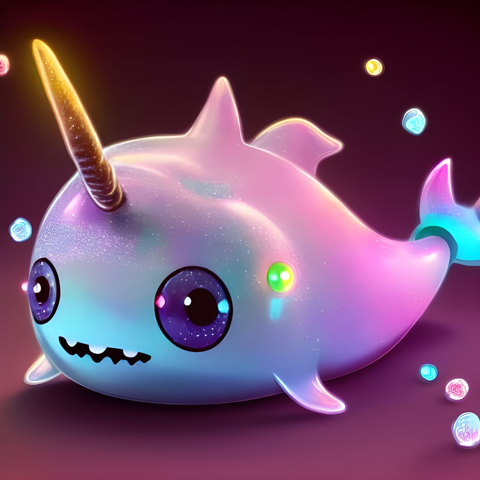 Crystalline Candy Narwhal with Luminous Crystal Sparkles