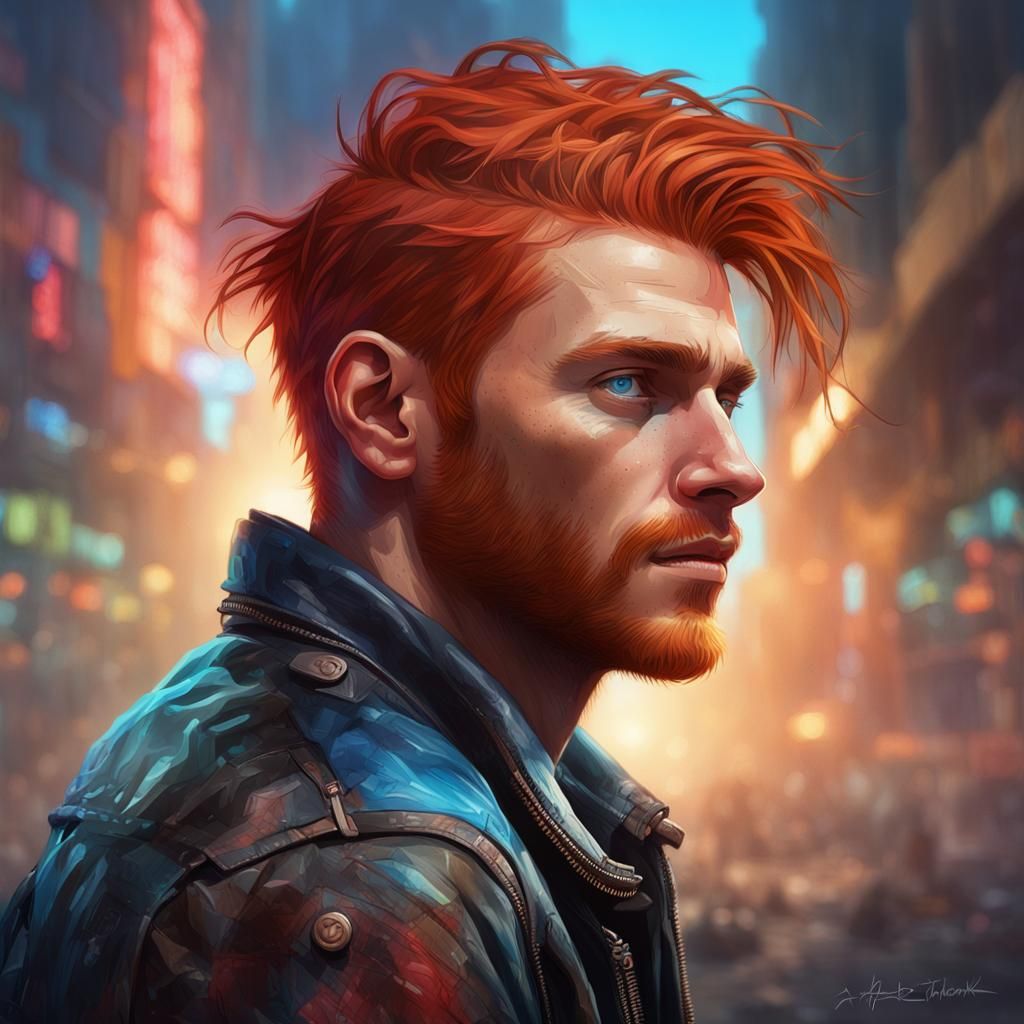 Post-Apocalyptic Redhead Portrait in Digital Art Style