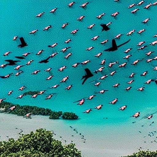 Tropical Island Paradise with Birds