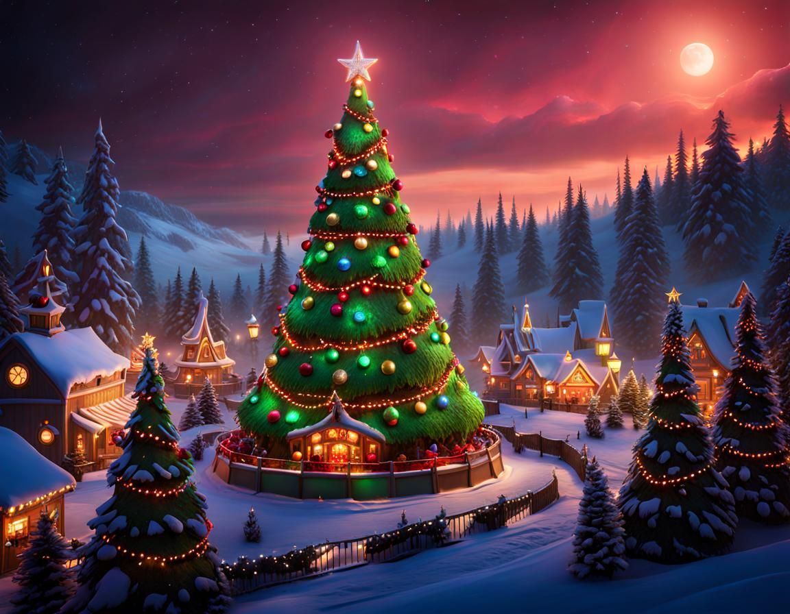 Christmas Tree Theme Park Ride: Fantasy Concept Art
