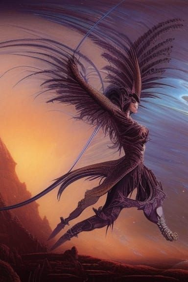 Warrior Frenzy in Retrofuturistic Style