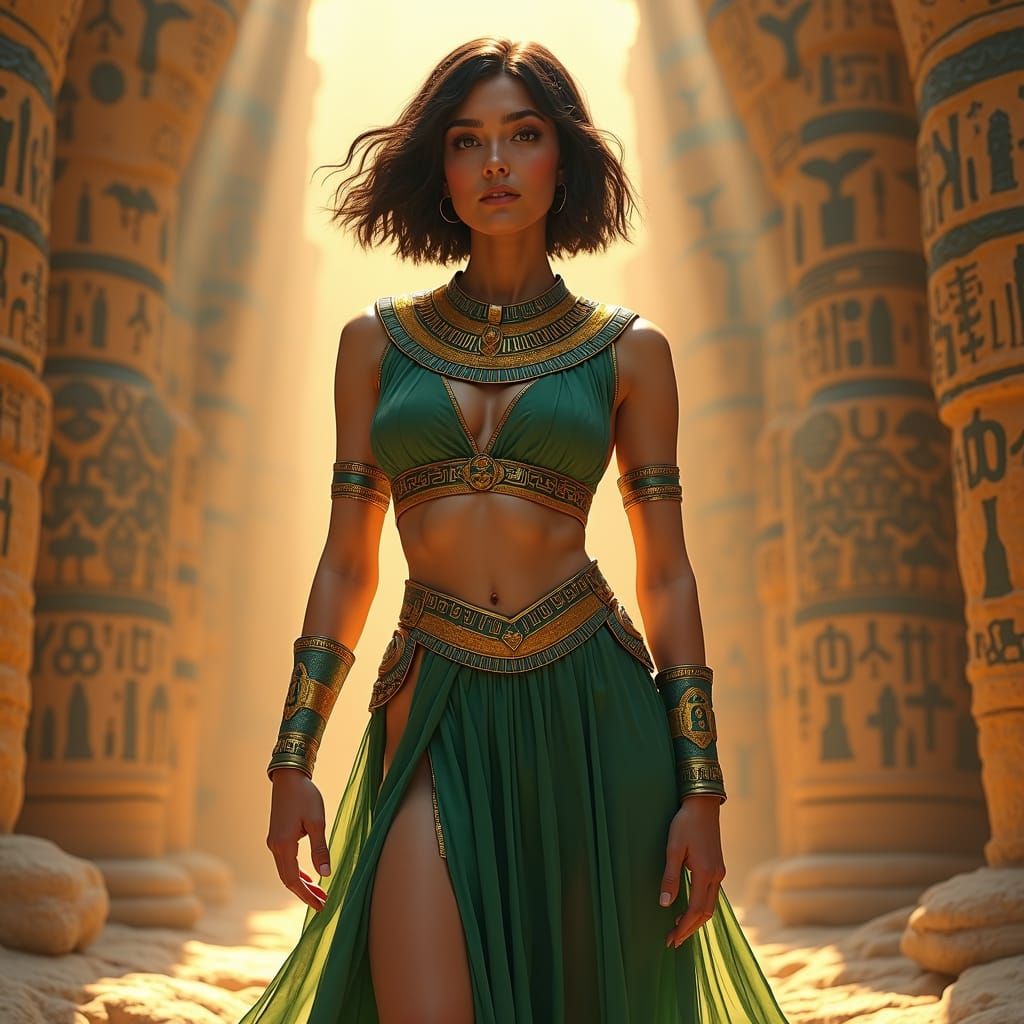 Egyptian Goddess in Hyperrealistic Splash Art
