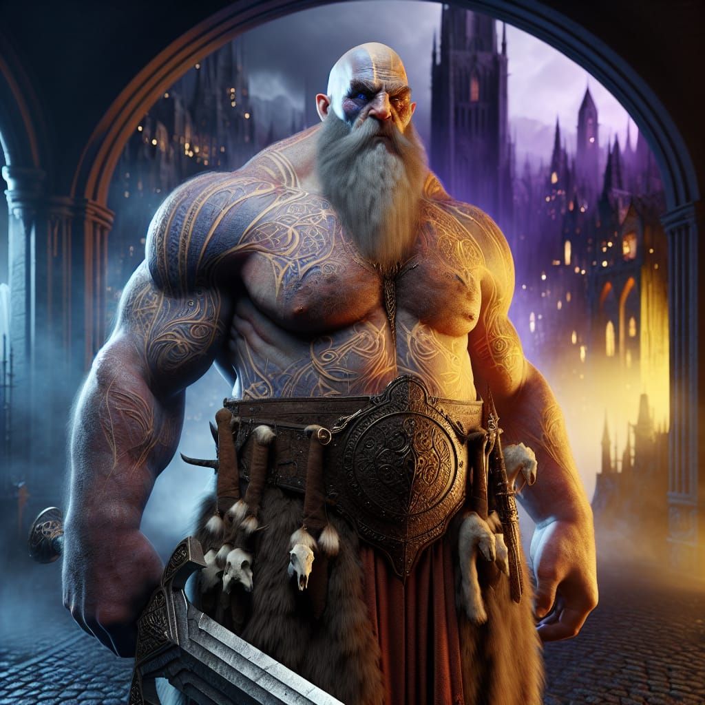 Goliath Barbarian Concept Art in Dark Fantasy Style