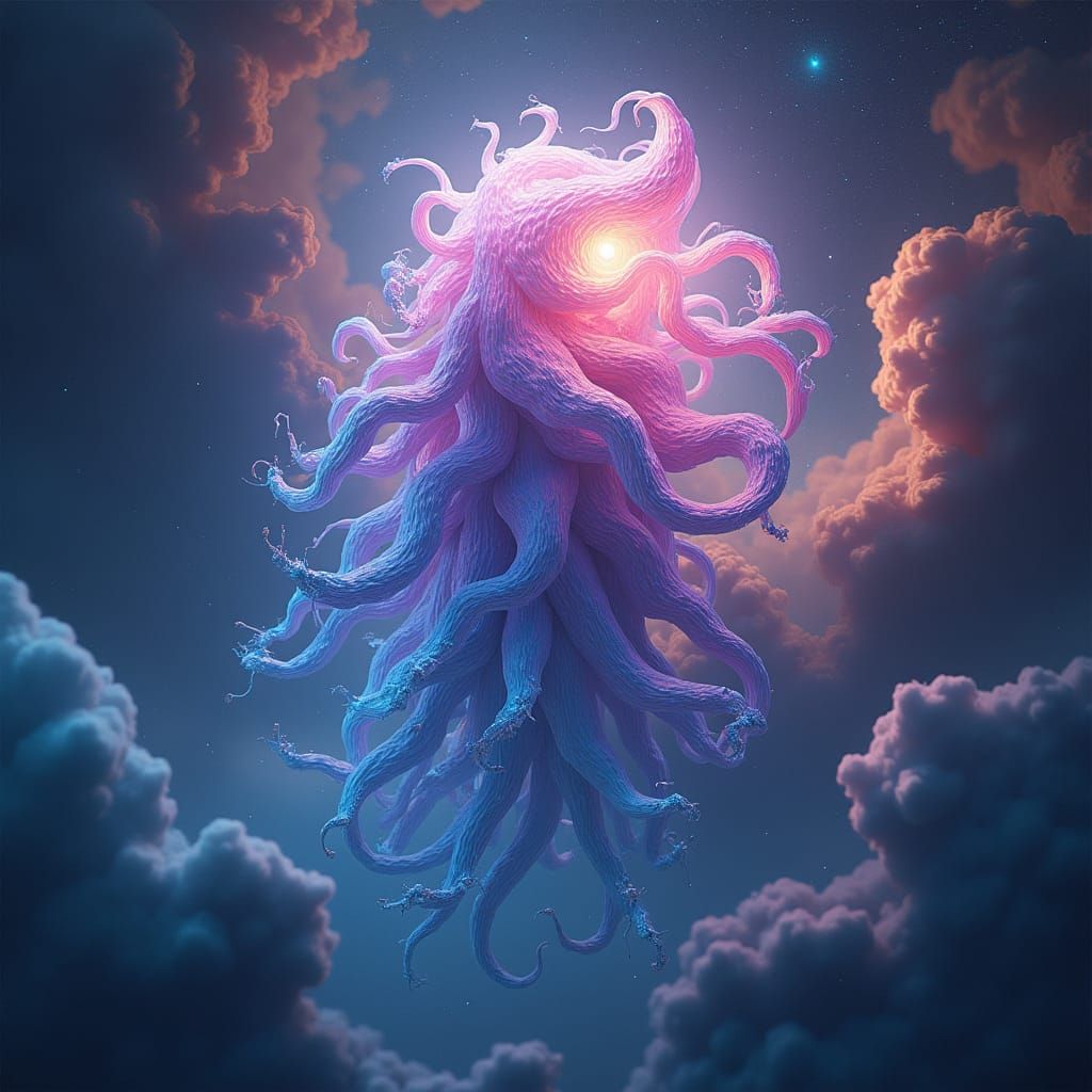 Ethereal Giant Space Entity in Detailed Matte Painting